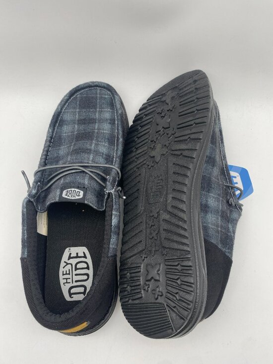 HEY DUDE WALLY FUNK WAFFLE BLACK PLAID#42160-006 US MEN\'S SIZE 12 main image 4